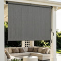 Outdoor Retractable Roller Shade 8ft x 8ft Light Gray Cordless Patio Blind