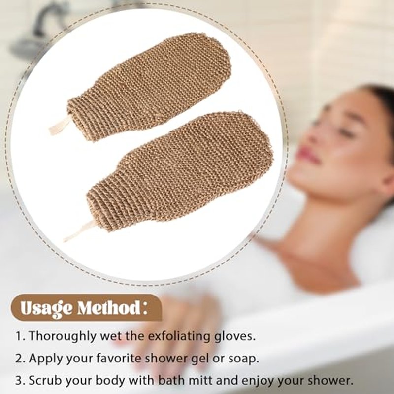 30 Pcs Exfoliating Shower Gloves Stretchable Jute Bath Mitts with Hanging Loop Body Scrubber Exfoliator Loofah Washcloth Deep Clean Dead Skin for Spa Massage Skin Shower Hotel Use(Brown)