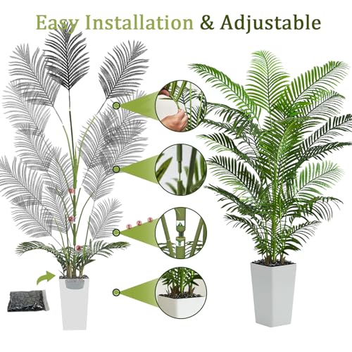 Artificial Palm Tree 6FT Indoor Fake Plant with Black Pot - Realistic Tropical Decor