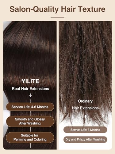 Tape In Hair Extensions - Medium Brown, 14 Inch, Pack of 20, Reusable Human Hair