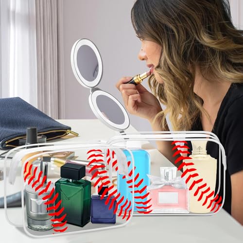 24 Pcs Clear Baseball Makeup Bags - Sporty Waterproof Travel Organizer Set