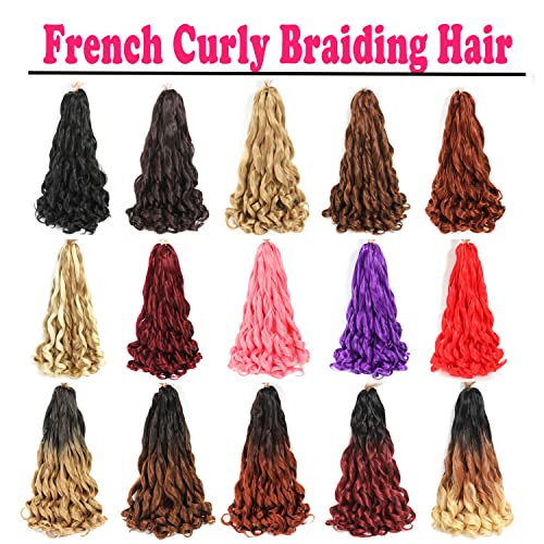 French Curly Braiding Hair 18 Inch 8 Packs - Pre-Stretched Wavy Synthetic Extensions Black