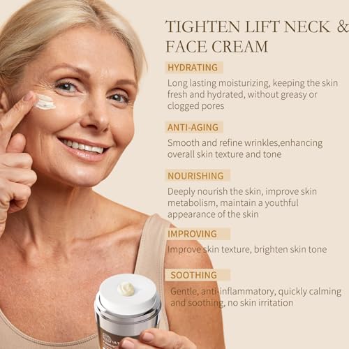 Tighten and Lift Neck Cream, Deep Hydration Neck Firming Cream with Retinol, Collagen & Honey Anti-Aging & Wrinkle Moisturizer for Face, Neck & D?collet? Women & Men 1.7 Fl Oz