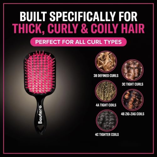 Bautero Detangling Brush for Curly Thick Hair - Sakura Blossom Variation