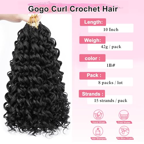 Pre Loop Crochet Hair 10 Inch - 8 Pack Ocean Wavy Synthetic Extensions for Black Women - Boho Beach Curl