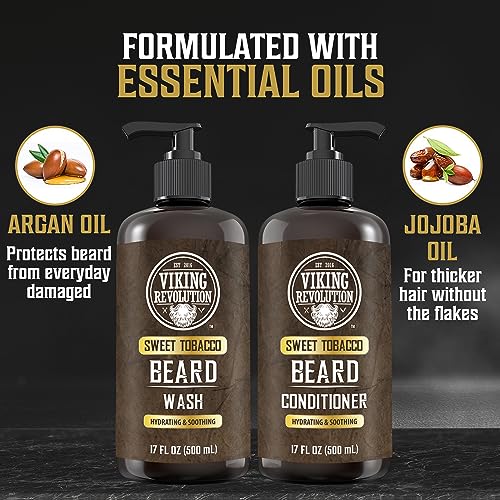 Viking Revolution Beard Wash & Conditioner Set - Sweet Tobacco 17 oz | Pack of 2