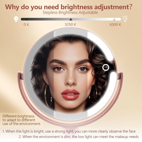 Makeup Mirror with Lights 20X Magnification Touch Control - Rose Gold