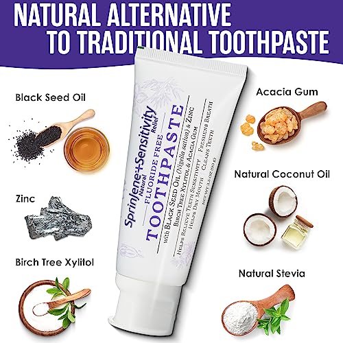 Fluoride Free Toothpaste for Sensitive Teeth - Black Seed Oil & Zinc, 4 Pack - Vegan & Natural - Sensitivity Variant