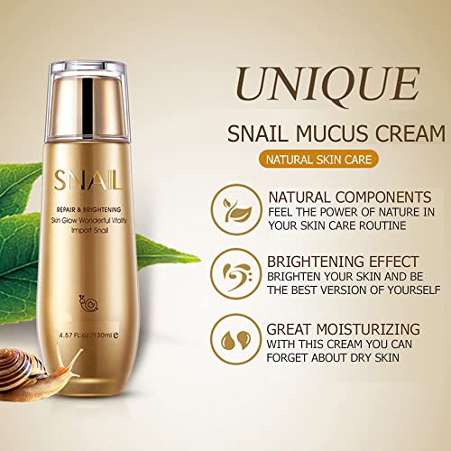 BIOAQUA Repair Snail Mucus Cream Moisturizing Skin Smooth Hydrate Wonderful Vitality 130 ml/4.57fl.oz (Pack of 2)