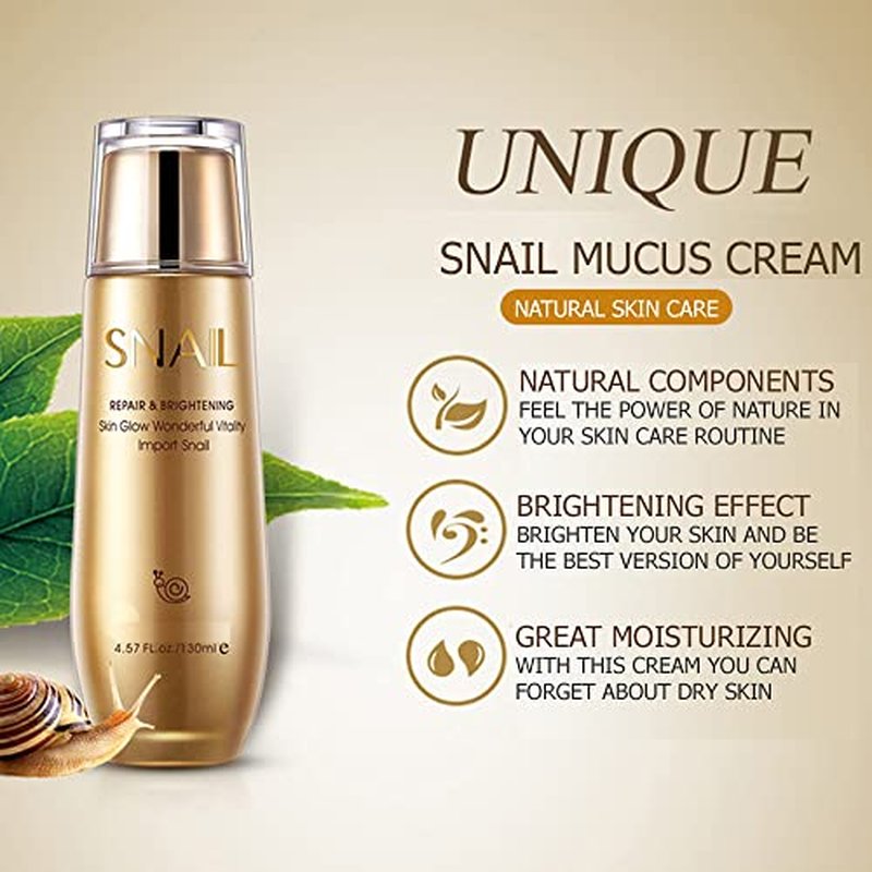 BIOAQUA Repair Snail Mucus Cream Moisturizing Skin Smooth Hydrate Wonderful Vitality 130 ml/4.57fl.oz (Pack of 2)
