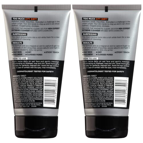 Men's Charcoal Facial Cleanser - Hydra Energetic Daily Face Wash, Fresh 5 Fl Oz Pack of 4