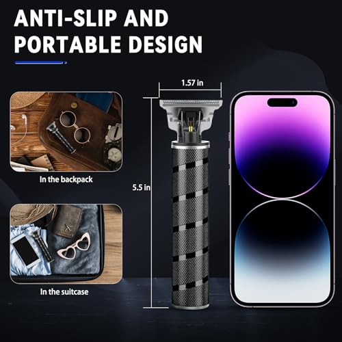 Men's Cordless Beard Trimmer with Titanium Ceramic T-Blade - Black