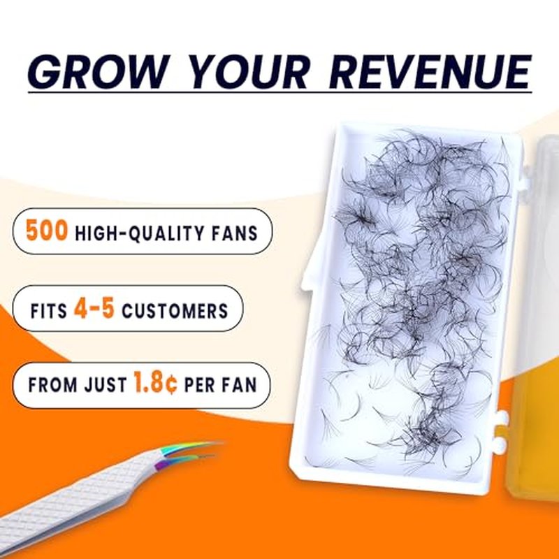 500 Promade Fans - 5D 0.07 Size 10mm Curl D, Napricot Volume Premade Eyelash Fans Extension - Promade Lash Fans for Eyelash Extensions, Middle Stem, Fluffy, Soft - 2 Pairs Eye Pads Lash Extensions
