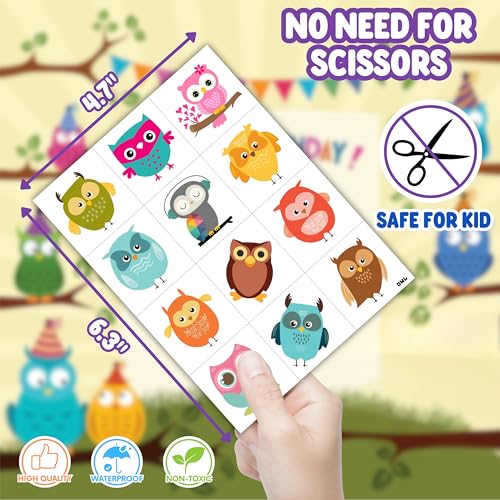 96PCS Owl Temporary Tattoos Stickers for Kids - Cute Party Favors, Birthday Party Tattoos, Classroom Prizes, Christmas & School Gifts, Fun Tattoos for Boys & Girls