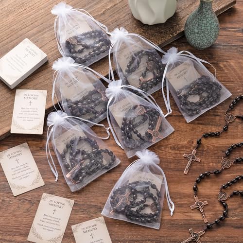 100 Sets Funeral Favor with Rosary Beads & Memorial Cards - Sympathy Gift