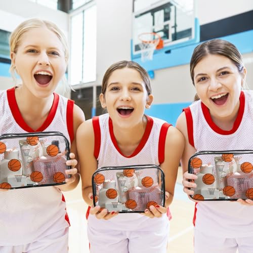 Basketball Clear Makeup Bags Set of 24 Waterproof Cosmetic Pouches with Zipper