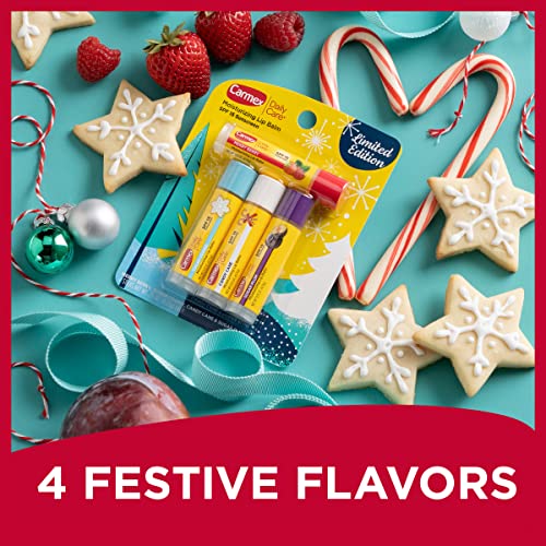 Carmex Holiday Lip Balm Set - 6 Flavors, SPF 15, Water-Resistant, 4-Pack Each - Limited Edition