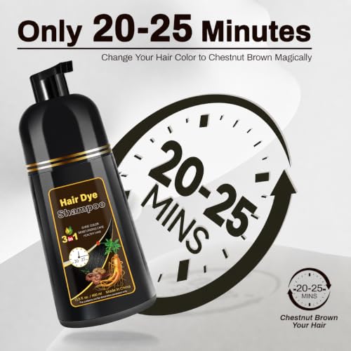 Chestnut Brown Hair Dye Shampoo for Gray Coverage - Easy Application