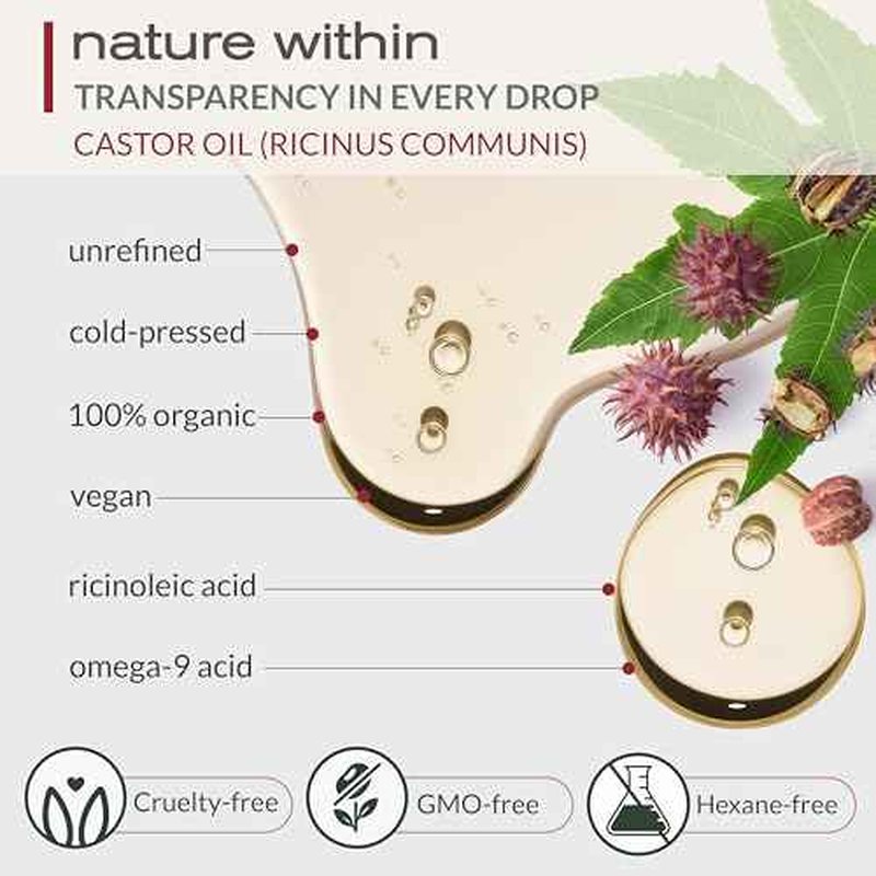 Ella & Eden Organic Castor Oil ? Cold-Pressed Hexane-Free Unrefined - For Hair Growth, Skin and Face - USDA Certified & 100% Pure - 32 fl oz