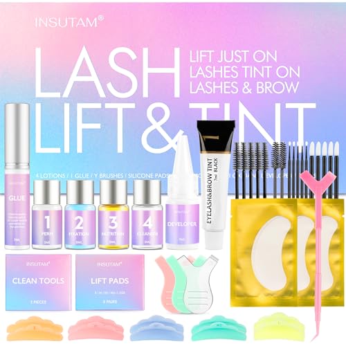 Professional Lash Lift Kit: Semi-Permanent Black Eyebrows Eyelash Perm Set - Salon Quailty Eyelash Lamination at Home for Women (Black)