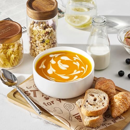 Ivory White MALACASA Luna 24 oz Ceramic Cereal & Soup Bowls Set of 6 - Pack of 3