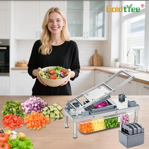 Vegetable Chopper with 10 Interchangeable Blades Food Dicer Vegetable Cutter with Container