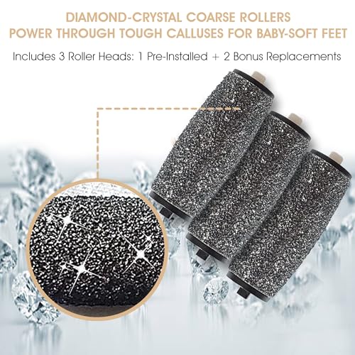 Powerful Electric Callus Remover Wand ? Rechargeable Foot File, Grinder & Scrubber - Removes Dead, Hard Skin & Calluses ? Best Pedicure Tool for Soft, Smooth Feet for Men & Women (Rose Gold)