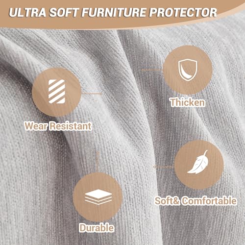 Oversize Couch Cover for Sectional Sofa - Light Grey XX-Large 71x118+91x134, Washable Furniture Protector