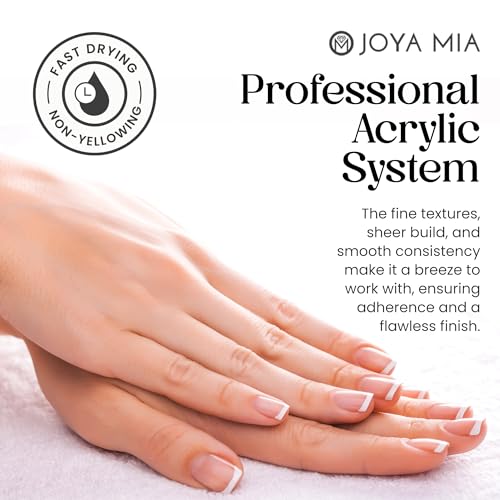 Joya Mia Acrylic Powder for Nails, MMA-Free, Super Adhesion Professional Powder for Flawless & Long-Lasting Nail Enhancements, Easy Application, Vibrant & Stunning Colors - Diamond Clear, 8 oz