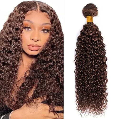 BOKIEOIE Brown #4 JC 34 Inch Curly Wavy Human Hair Bundle - Unprocessed Brazilian Virgin Extensions