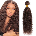 BOKIEOIE Brown #4 JC 34 Inch Curly Wavy Human Hair Bundle - Unprocessed Brazilian Virgin Extensions