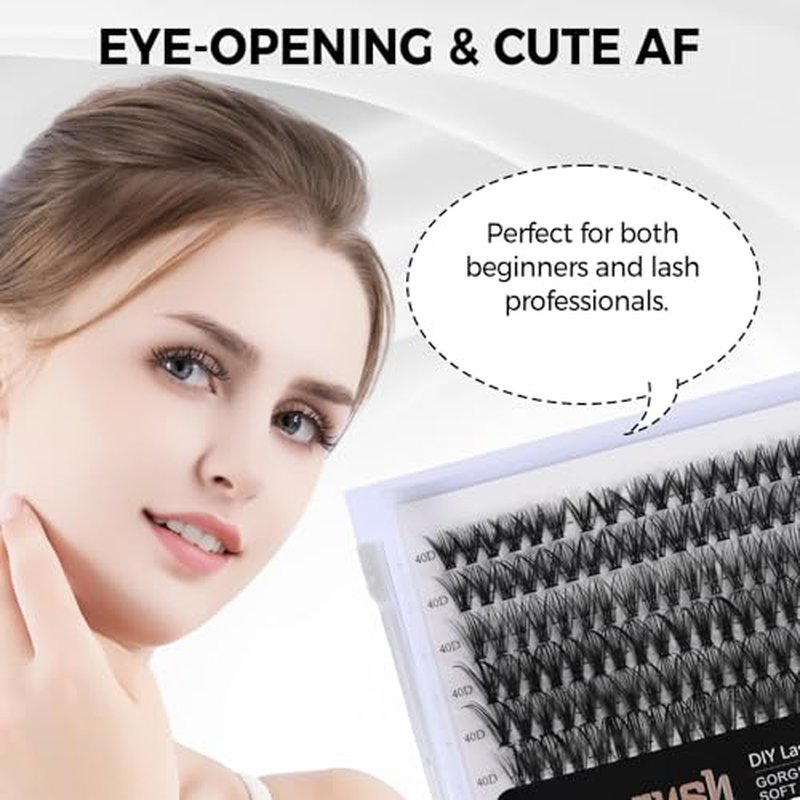 Lash Extension Kit DIY 240pcs Lash Clusters Eyelash Extension Kit, 9-16mm 30D 40D Individual Lashes Kit,Lashes Lash Bond and Seal Tweezers(30D 40D KIT)