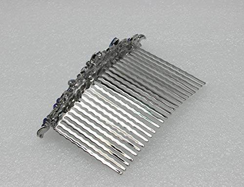 Teal Rhinestone Floral Hair Comb for Weddings & Special Occasions - Faship