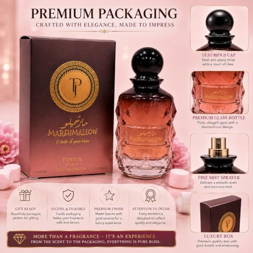 Pink Marshmallow Blush Perfume for Women - 3.4 Fl Oz Long Lasting Arabian Gourmand Fragrance - Romantic Vanilla Strawberry Scent - Variation: Pink Blush