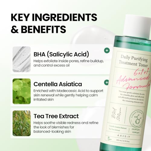 BHA Toner with Salicylic Acid & Centella Asiatica for Acne & Pore Care - Vegan Korean Skin Care - 6.76 fl oz
