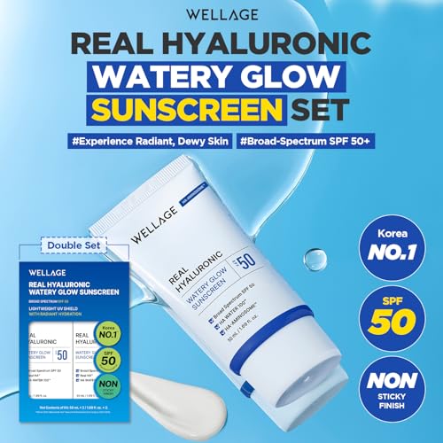 HYALURONIC Water Glow Sunscreen SPF50 - 1.69 Fl Oz Pack of 2