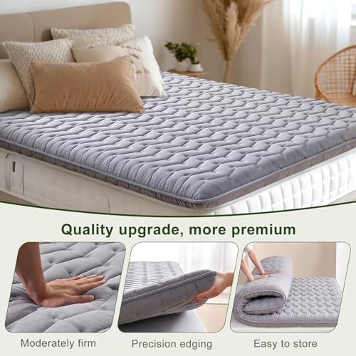 Queen Foam Mattress Topper - Thick Medium-Firm Support, Pressure Relief & Breathable Bed Pad