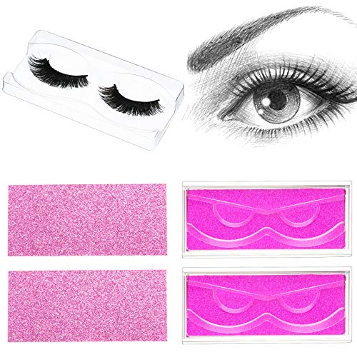 Maitys 50 Sets Empty Eyelash Case Set, Include 50 Empty Eyelash Box Lash Box Packaging Eyelash Storage Box, 50 Eyelash Box Tray False Eyelash Storage Box Tray, 50 Internal Background Paper (Pink)