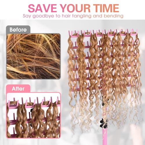 Pink Standing Hair Braiding Rack with 144 Pegs - Adjustable Salon Organizer