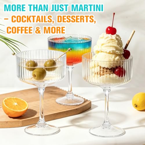 100 Pcs Disposable Plastic Martini Glasses 10oz Ribbed Shatterproof Set - AstrivixDD