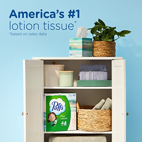 Puffs Plus Lotion Facial Tissue | Cube Box | 56 Tissues Per Box | Pack of 4