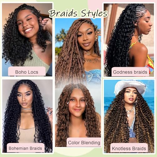 Deep Water Wave Human Hair Extensions for Braiding - 3 Bundles 22 Inch Natural Black