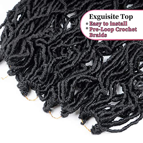 40 Inch Soft Faux Locs Crochet Hair - Pre Looped Goddess Dreadlocks - 6 Pack, 1B