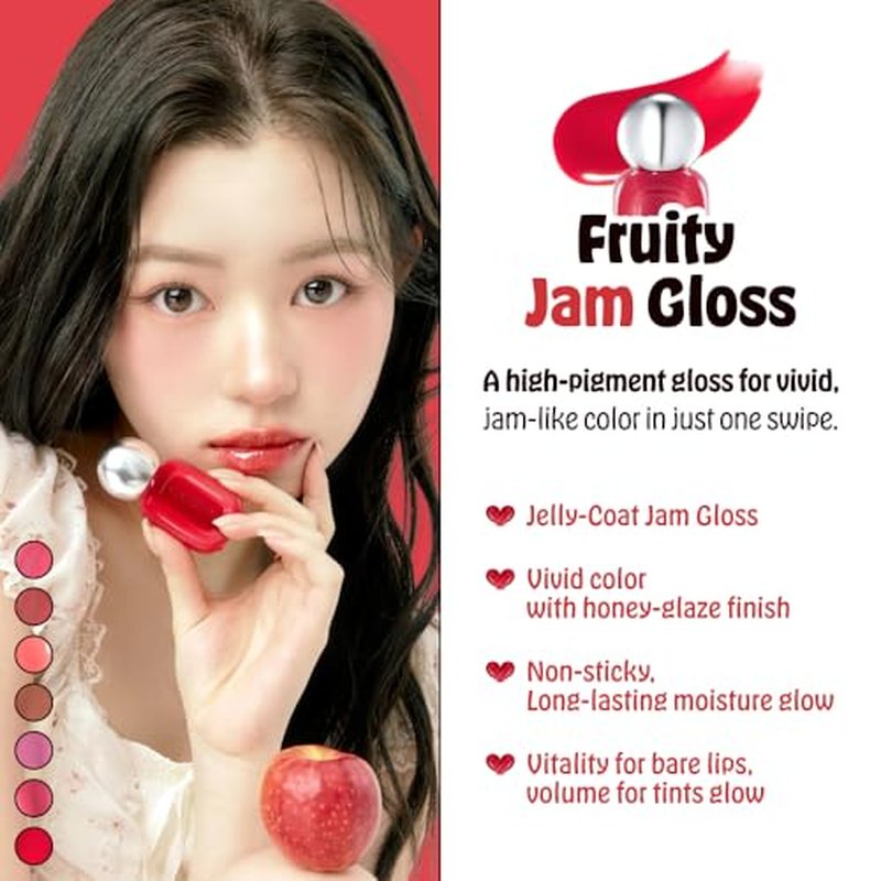 Fruity Jam Gloss (502 Figgy Day) Watery Glass Lip Tint, High Shine, Non-Sticky, Jelly Glaze, Buildable Long-Lasting Lip Stain, Hydrating Lightweight, Vivid Glassy Korean Makeup