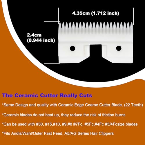 Ceramic Replacement Blade Set for Hair Clippers & Grooming Tools - Coarse 5-Pack