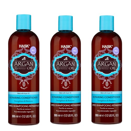 Hask Argan Oil Conditioner for Damaged Hair - Nourishing, Hydrating 12 oz (Pack of 3)