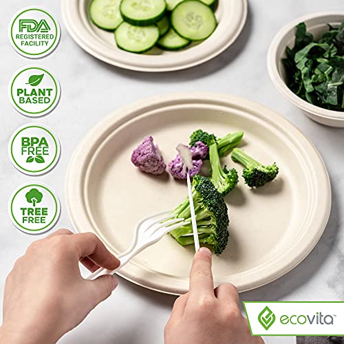 Ecovita Ivory White Compostable Disposable Utensil Set - 380 Large Eco-Friendly Cutlery (7 in.)