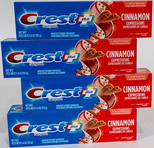 Crest Plus Complete + Whitening Cinnamon Rush Toothpaste 5.4 oz Pack of 4 - Adult Oral Care