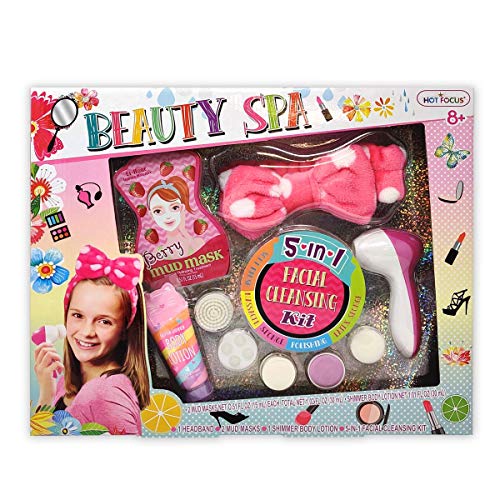 Kids Spa Playset with Facial Cleansing Machine, Mud Mask & Headband - Deluxe Toy Kit