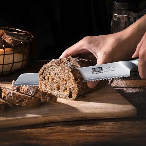 HOSHANHO 10 Inch Ultra Sharp Japanese Serrated Bread Knife - Professional Kitchen Tool